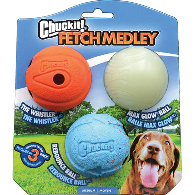 Chuckit! Fetch Medley Balls Gen1 Medium 6Cm – 3Pk