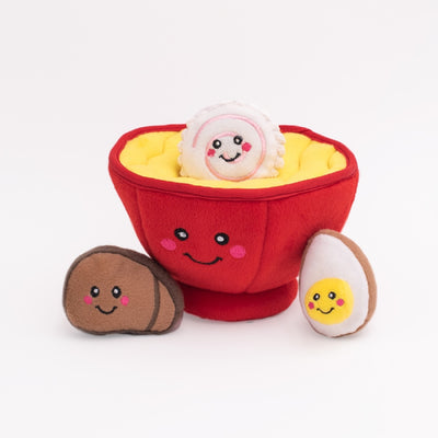 Zippy Paws Burrow Interactive Dog Toy - Ramen Bowl with 3 Squeaker Toys