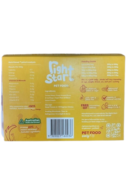 The Right Start Petfood Turkey For Dogs 1Kg