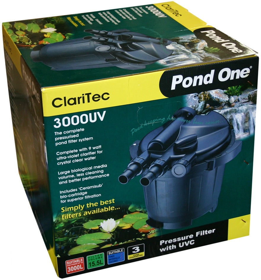 Pond One Claritec 3000Uv Pressurised Filter With 9Watt Ultra Violet Clarifier