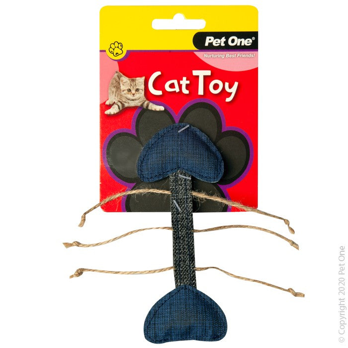 Pet One Cat Toy Fish Skeleton Grey Blue 14.5 cm