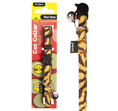 Pet One Cat Collar Nylon 18-28cm 10mm Safari Yellow