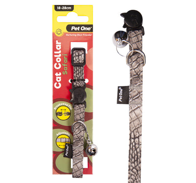 Pet One Cat Collar Nylon 18-28cm 10mm Safari Grey