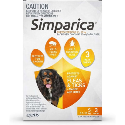 Simparica 20mg 5.1 - 10kg (Orange) 3 Pack