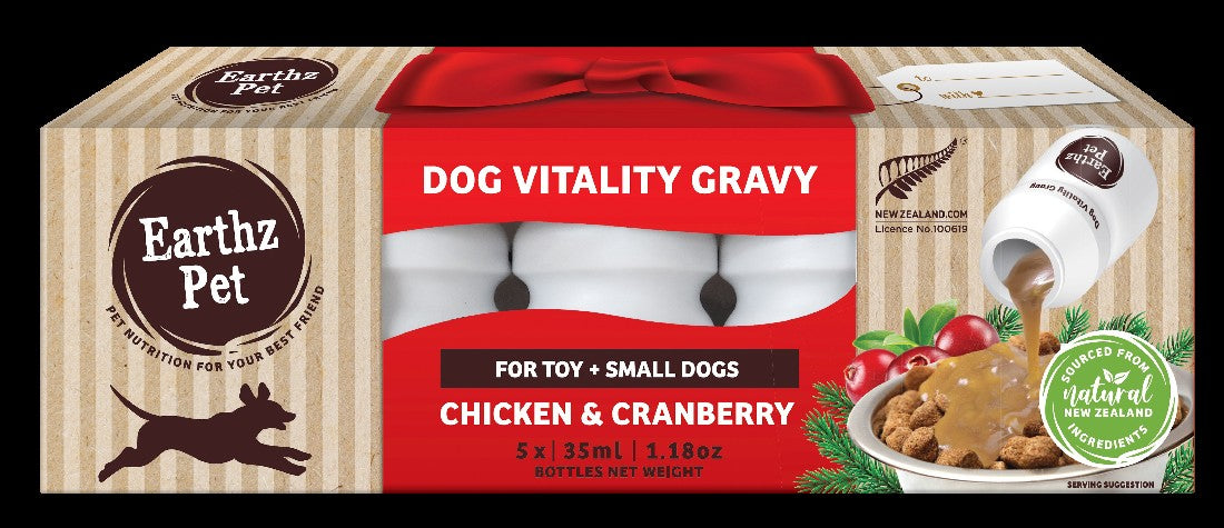 Earthz Pet Vitality Gravy Toy-Small Chicken & Cranberry 5 x 35ml