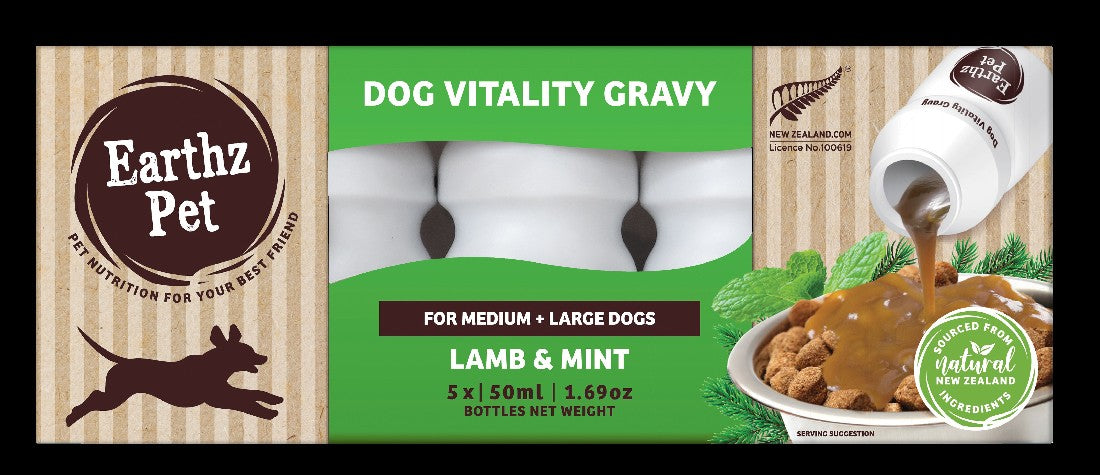 Earthz Pet Vitality Gravy Dog Med-Lrg Lamb & Mint 5 x 50ml