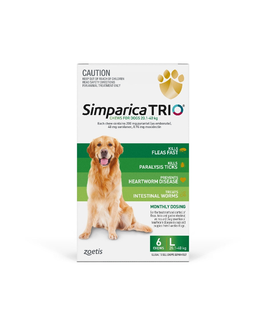 Simparica Trio 20.1-40kg (Green) 6 Pack