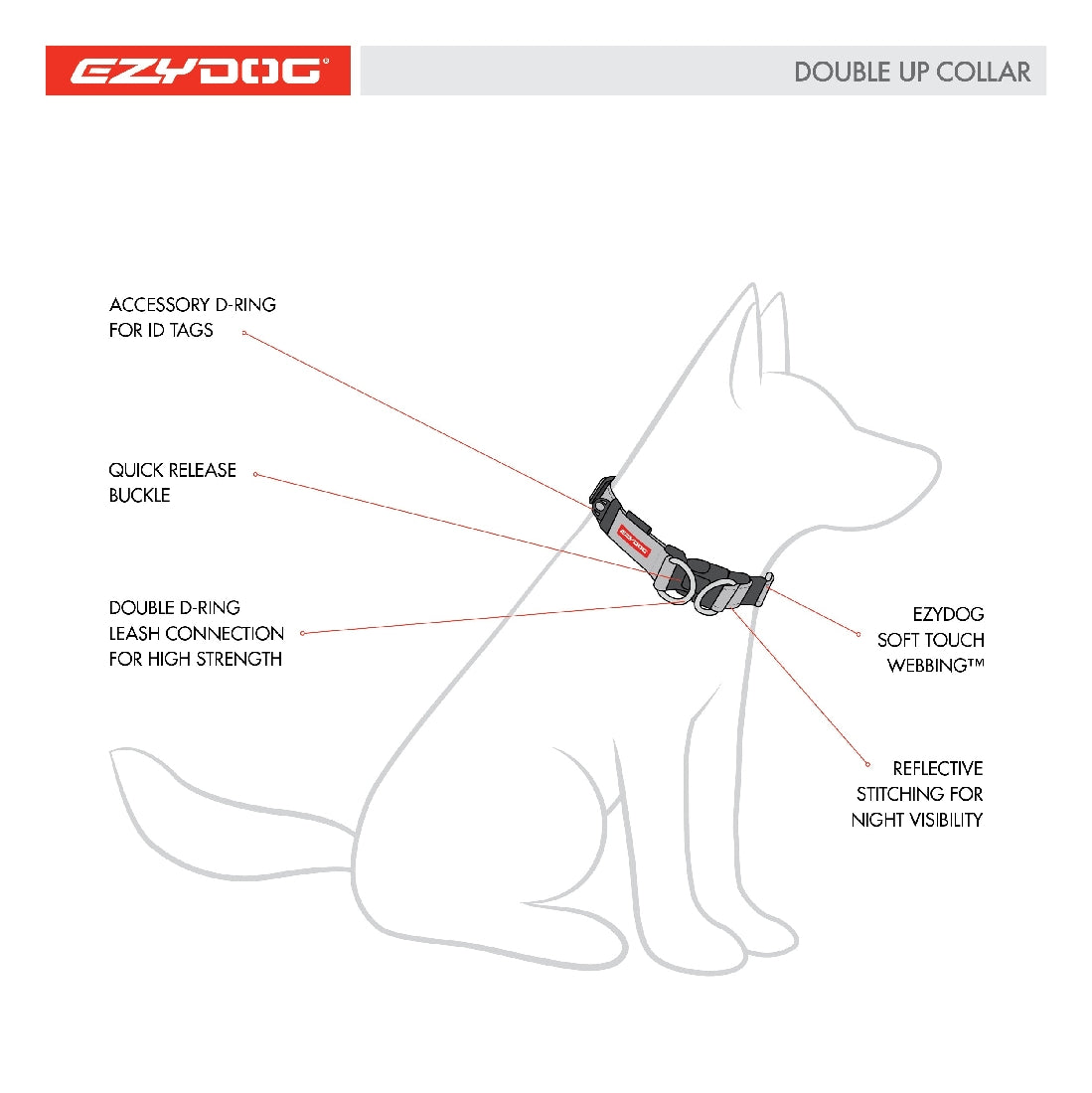 Ezy Dog Double Up Collar Black