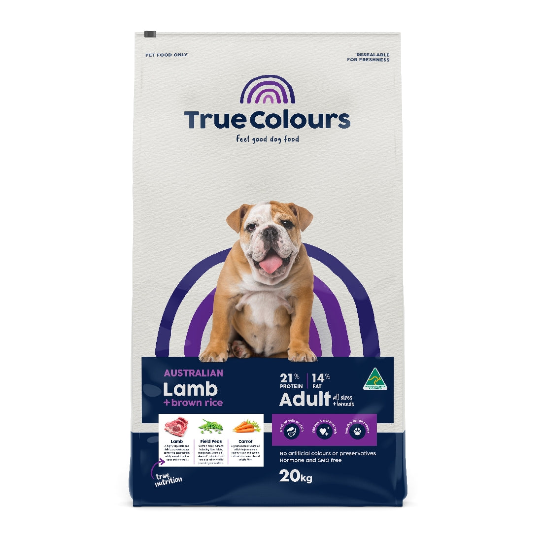 True Colours Adult Lamb & Brown Rice 20kg *Instore Pickup or Local Delivery Only*