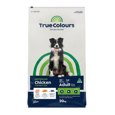 True Colours Adult Chicken & Brown Rice 20kg *Instore Pick Up or Local Delivery Only*