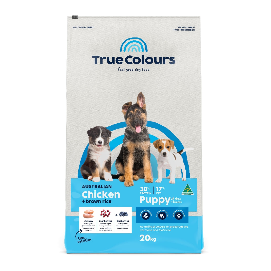 True Colours Puppy Chicken & Brown Rice 20kg *Instore Pick Up or Local Delivery Only*