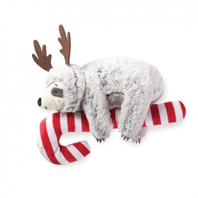 Sloth Hanging On a Candycane Plush Dog toy