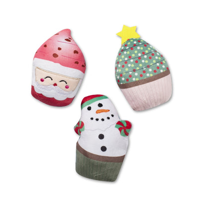 Christmas Cupcakes 3-Piece Small Dog Toy