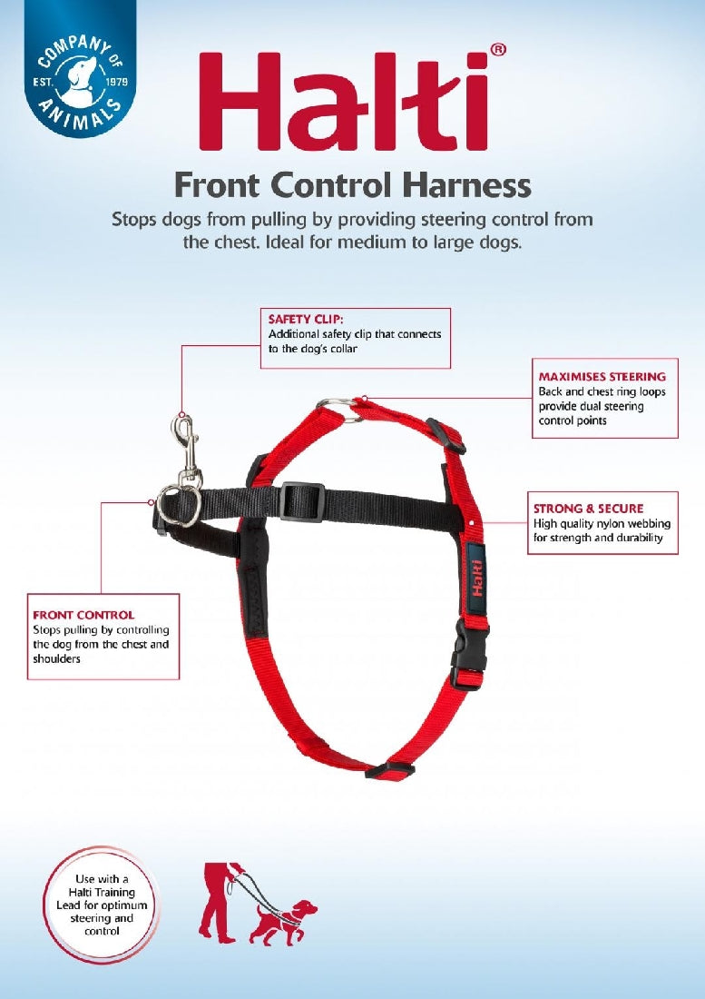 Halti Front Control Harness Black/ Red