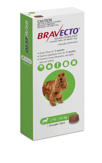 Bravecto Flea & Tick 10-20Kg 1Pk Chewable