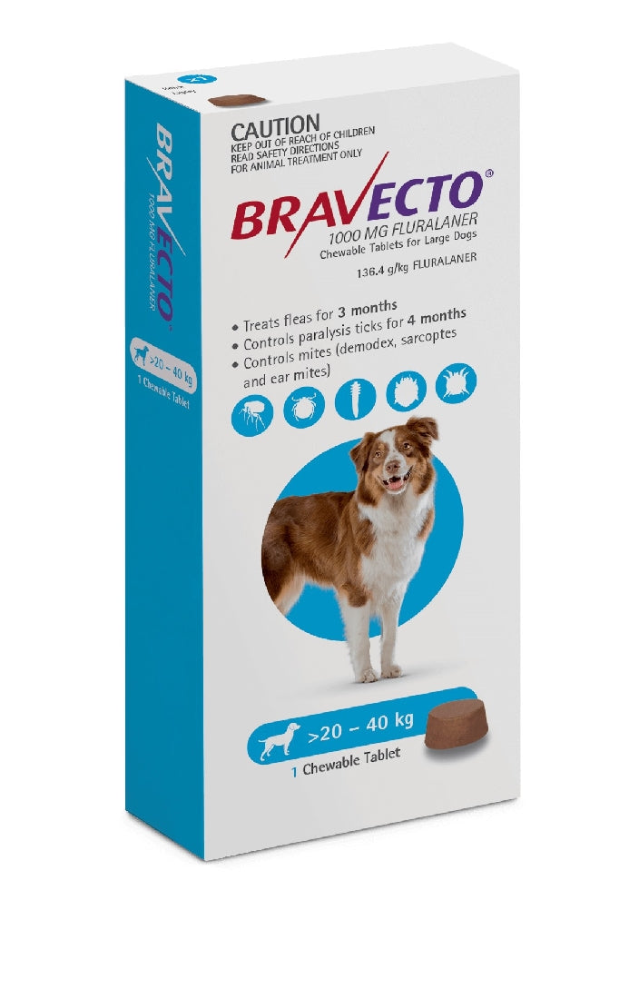 Bravecto Flea & Tick 20-40Kg 1Pk Chewable