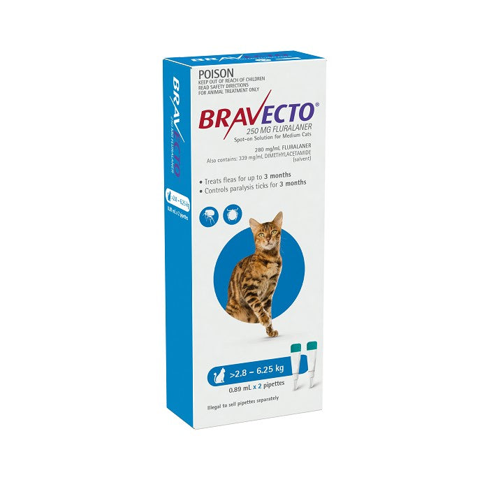 Bravecto Cat Spot On 2.8-6.25Kg 2Pk