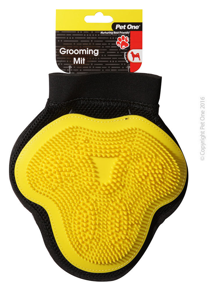 Pet One Grooming Mitt Yellow Medium