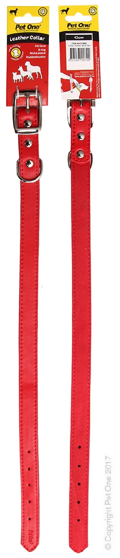 Pet One Collar Leather Red