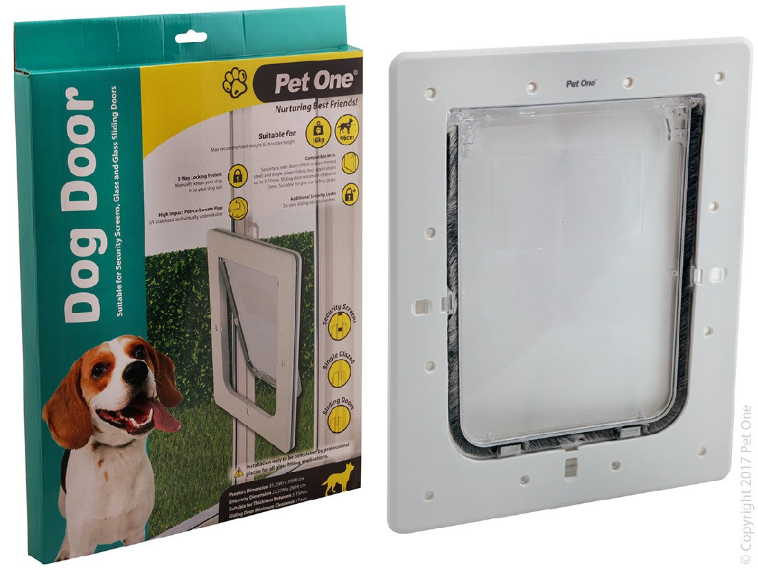 Pet One Dog Door for glass and screen doors  dogs up to 16kg medium