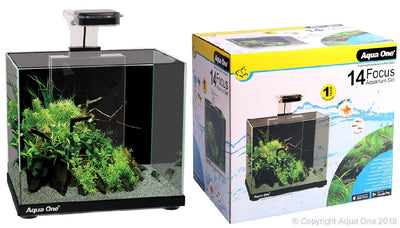 Aqua One Focus 14 Glass Aquarium 14L Black 30cm L X 22cm D X 27cm