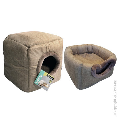 Pet One Cat Cubby Cube Linen 35x35x35cm Stone