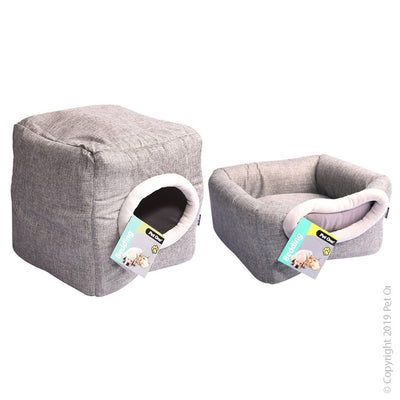 Pet One Cat Cubby Cube Linen 35x35x35cm Silver