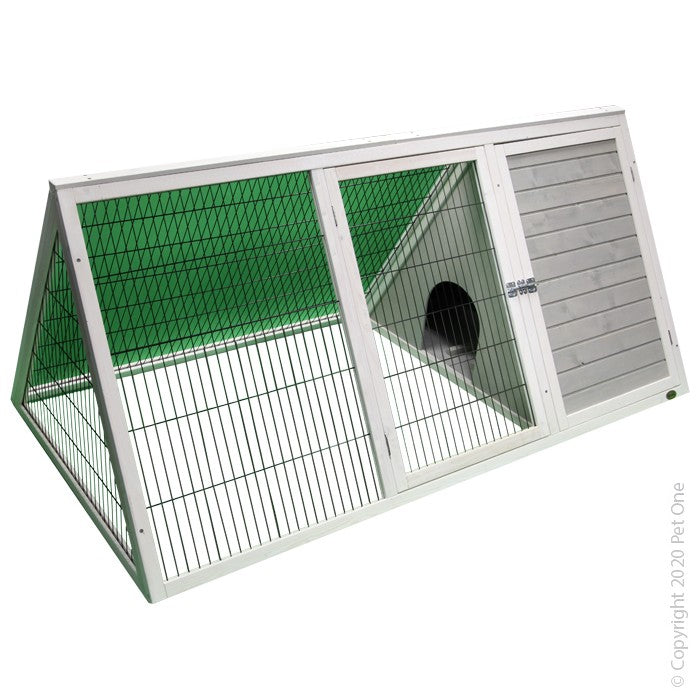 Pet One Hutch & Run Wooden Triangular 183 X 94 X 80 Cm *Available for in store pick or local delivery only