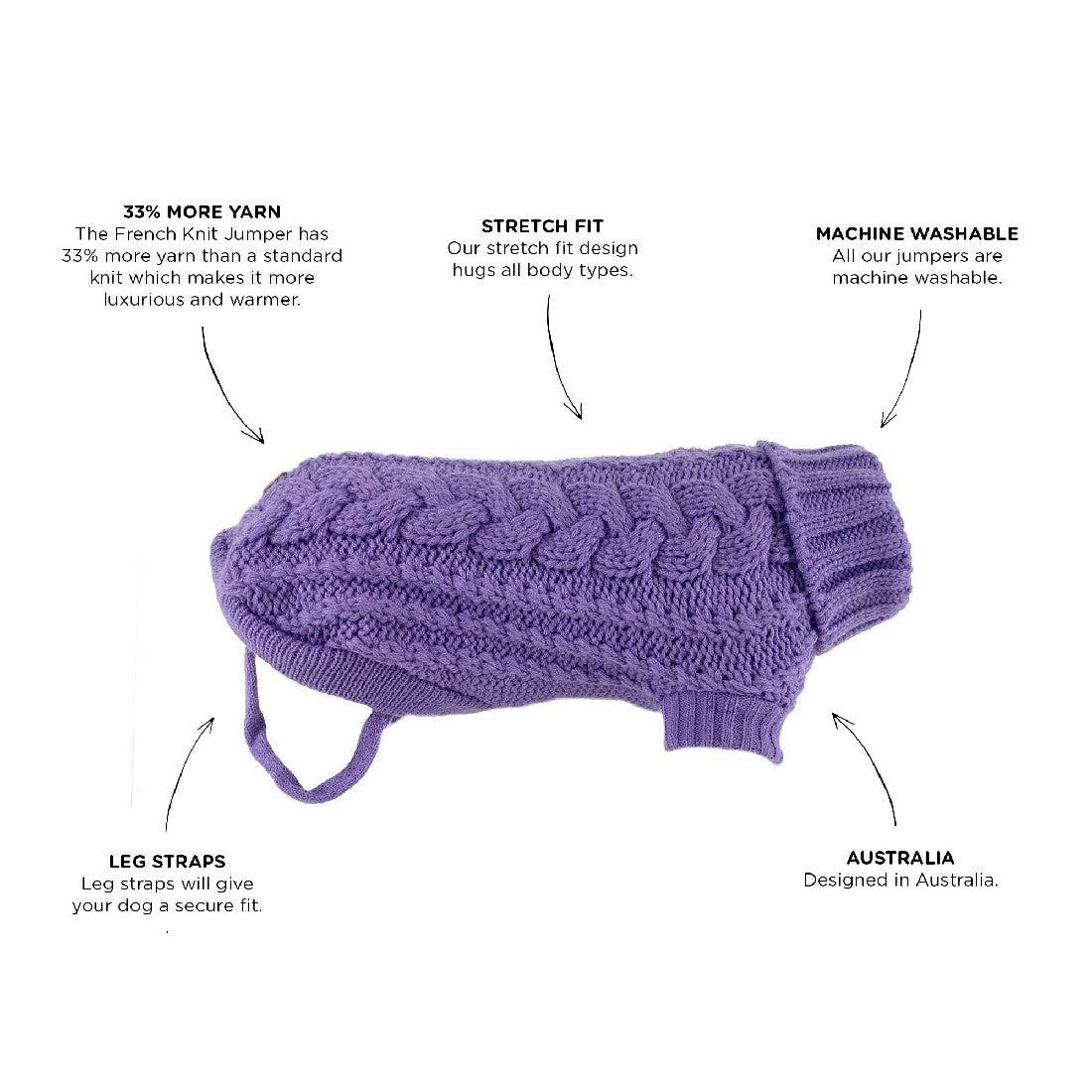 Huskimo Dog Jumper Frenchknit Lavender