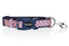 Doog Gromit Collar - Navy Blue W Red Chevron