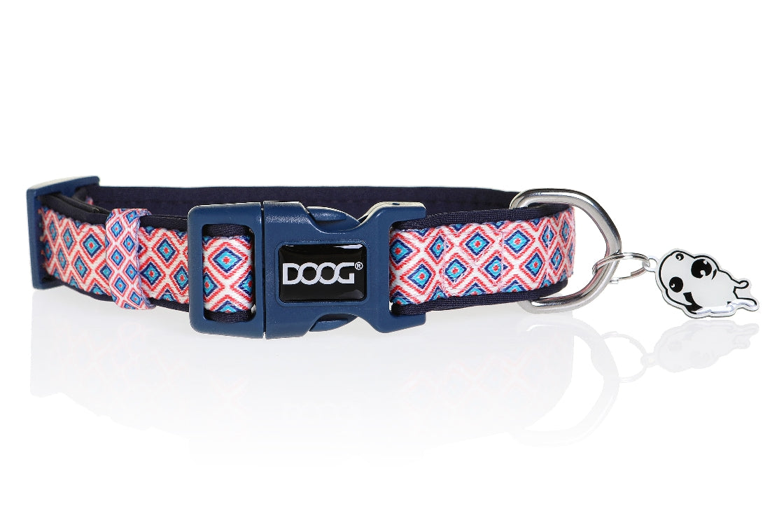 Doog Gromit Collar - Navy Blue W Red Chevron