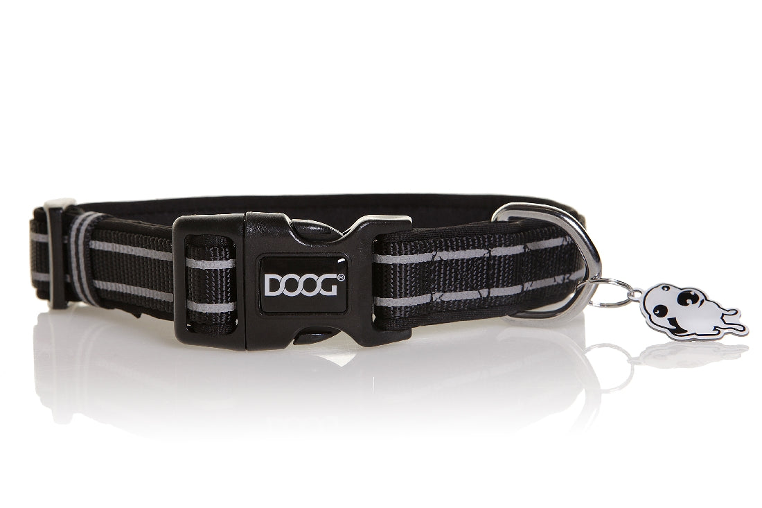 Doog Lassie Collar Black Reflective Stripe