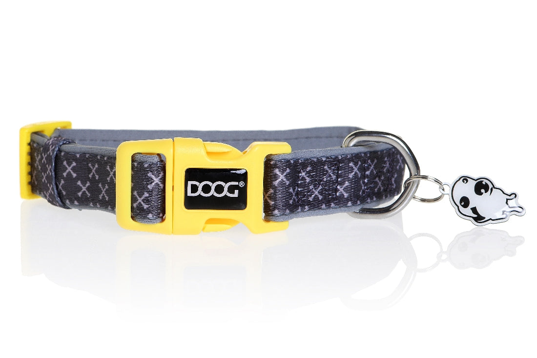 Doog Odie Collar - Grey With Cross Bones