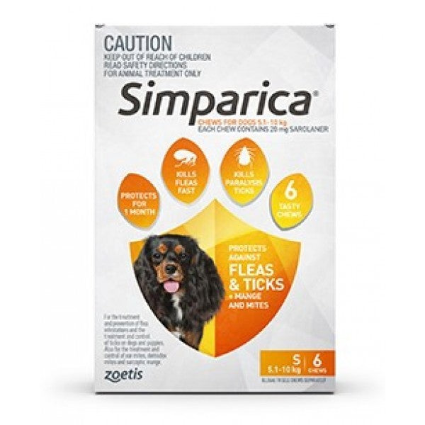 Simparica 20mg 5.1 - 10kg (Orange) 6 Pack