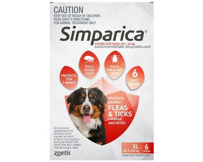 Simparica 120mg 40.1 - 60kg (Red) 6 Pack