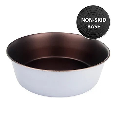 Bainbridge Dog Bowl Stainless Steel Non-Skid - Grey & Copper - 2.7L