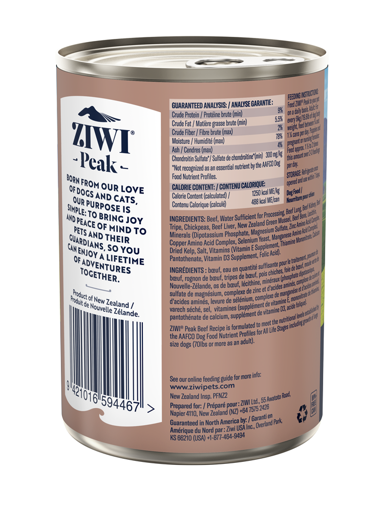 Ziwi Peak Dog Beef Can 390g