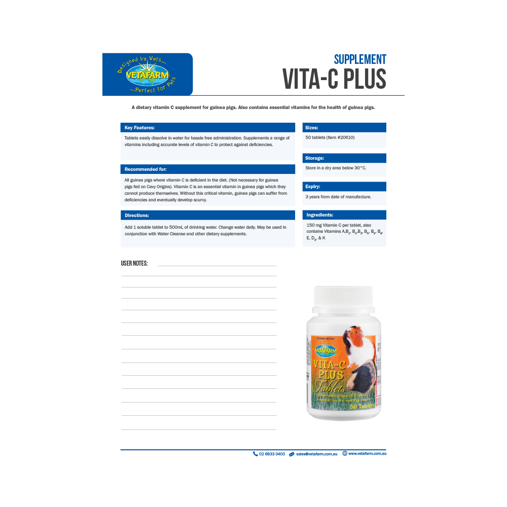 Vetafarm Vita-C Plus Tablets